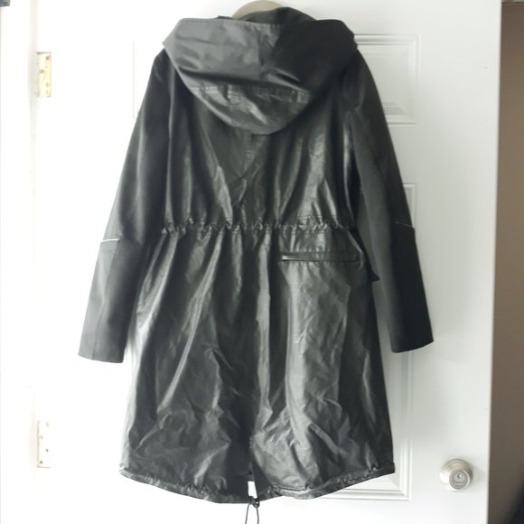 VERA WANG Laura Hooded Waxed Long Anorak Sz XS - Picture 4 of 16
